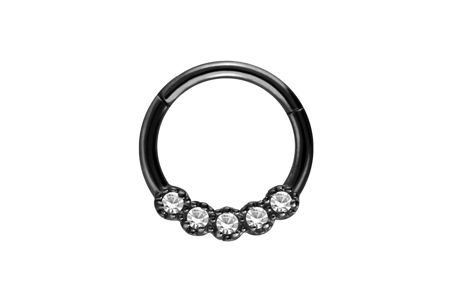 PIERCINGLINE Nasenpiercing Chirurgenstahl Segmentring Clicker 5 KRISTALLE Ohrpiercing Septum Nase (Clicker, 1-tlg), Ohrpiercing für Conch, Helix, Tragus, Daith, Lobe