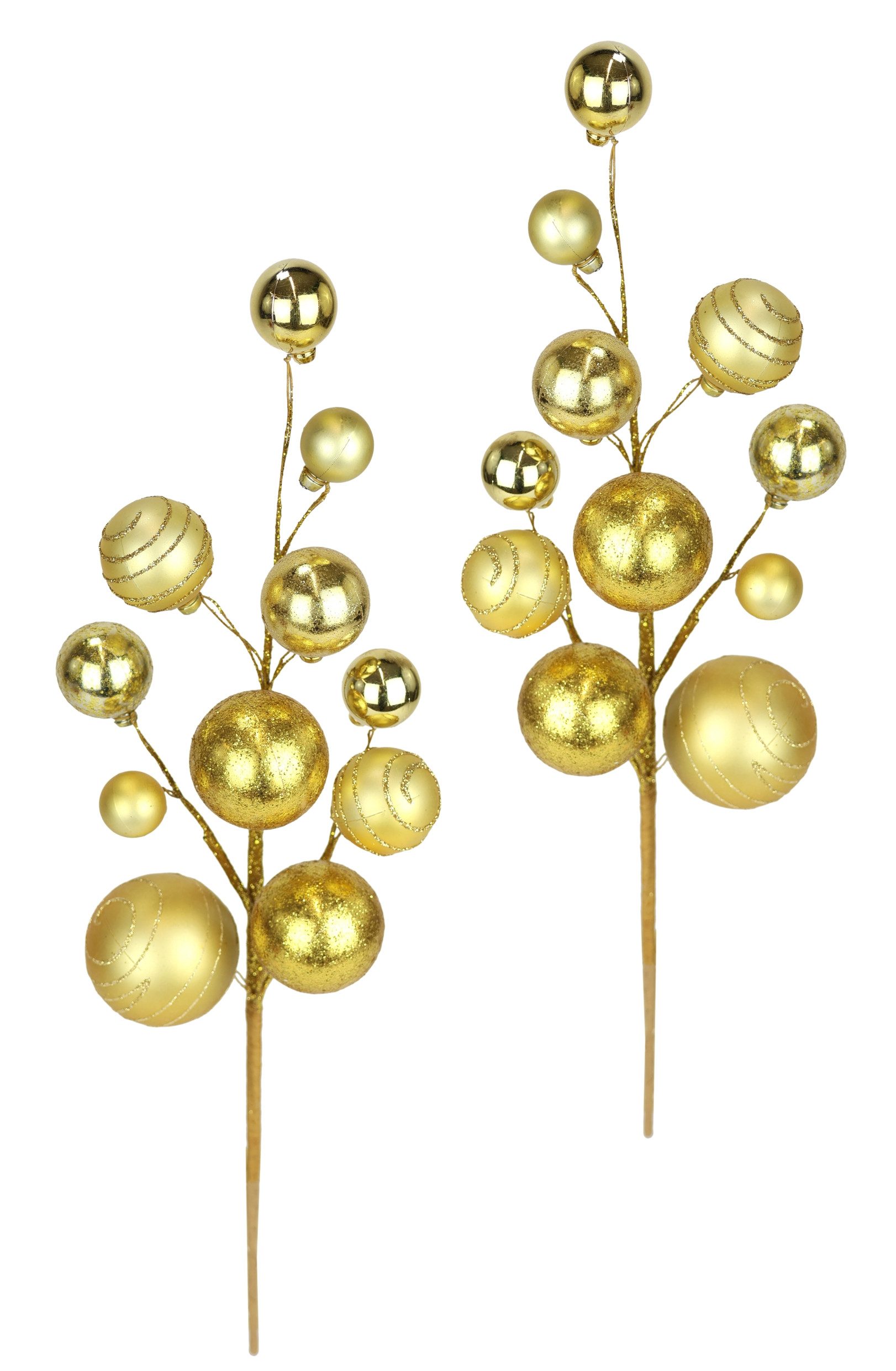 Kunstzweig Kunstzweig mit Kugeln, I.GE.A., Höhe 47 cm, 2er Set Deko Zubehör für Adventskranz Kranz Girlande Weihnachtsdeko