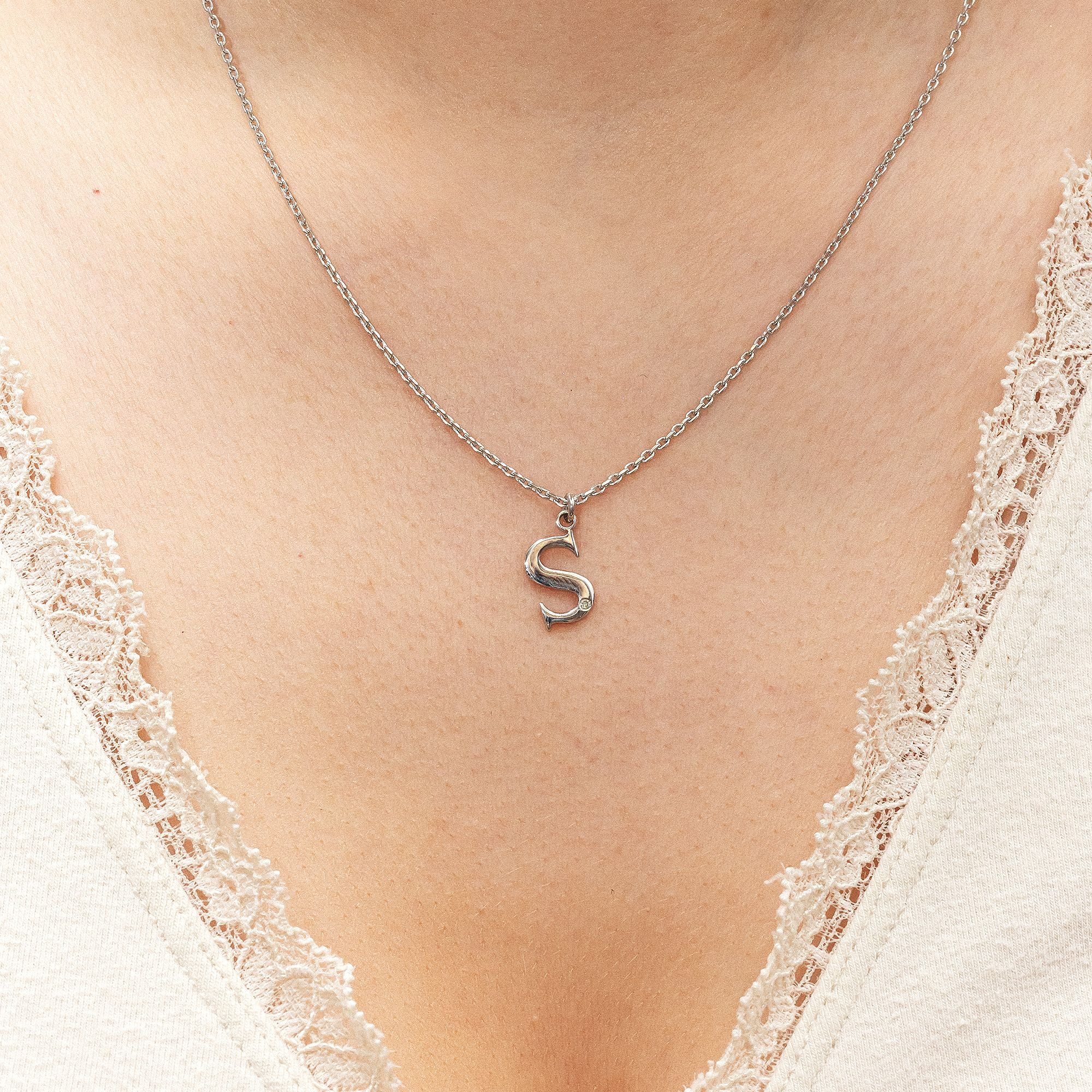Diamonds by Ellen K. Kette mit Anhänger Silber 925 mit 1x Diamant 0,008ct. Buchstabe S – Bild 3 von 5