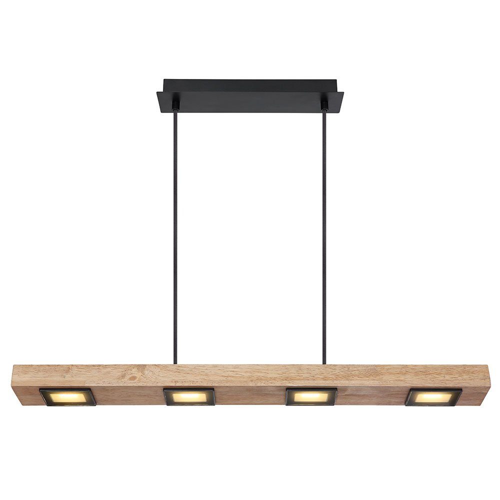 etc-shop LED Pendelleuchte, LED-Leuchtmittel fest Warmweiß, Holz verbaut, Holzlampe lang Glas Pendelleuchte satiniert hängend Hängeleuchte