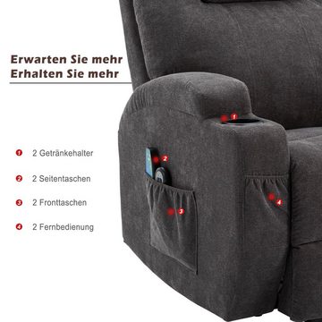 BlingBin Sessel Massagesessel Relaxsessel verstellbarer 78 x 94 x 106 cm Grau (für ältere Menschen, mit Heizfunktion 5 Massagemodi 8 Massagezonen), Elektrische Einstellung