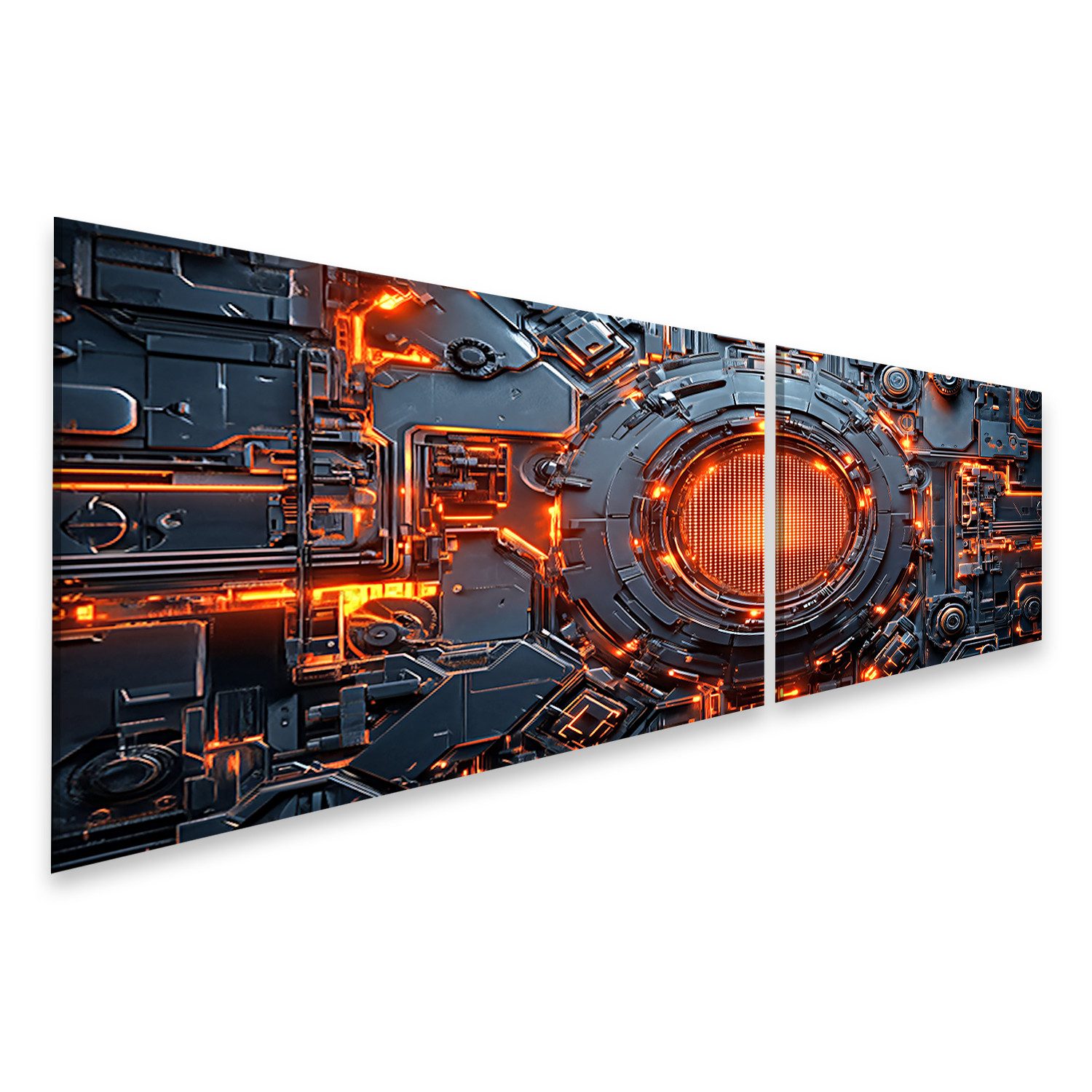 islandburner Leinwandbild Futuristisches Tech-Interface mit leuchtenden Orange-Details für Tech