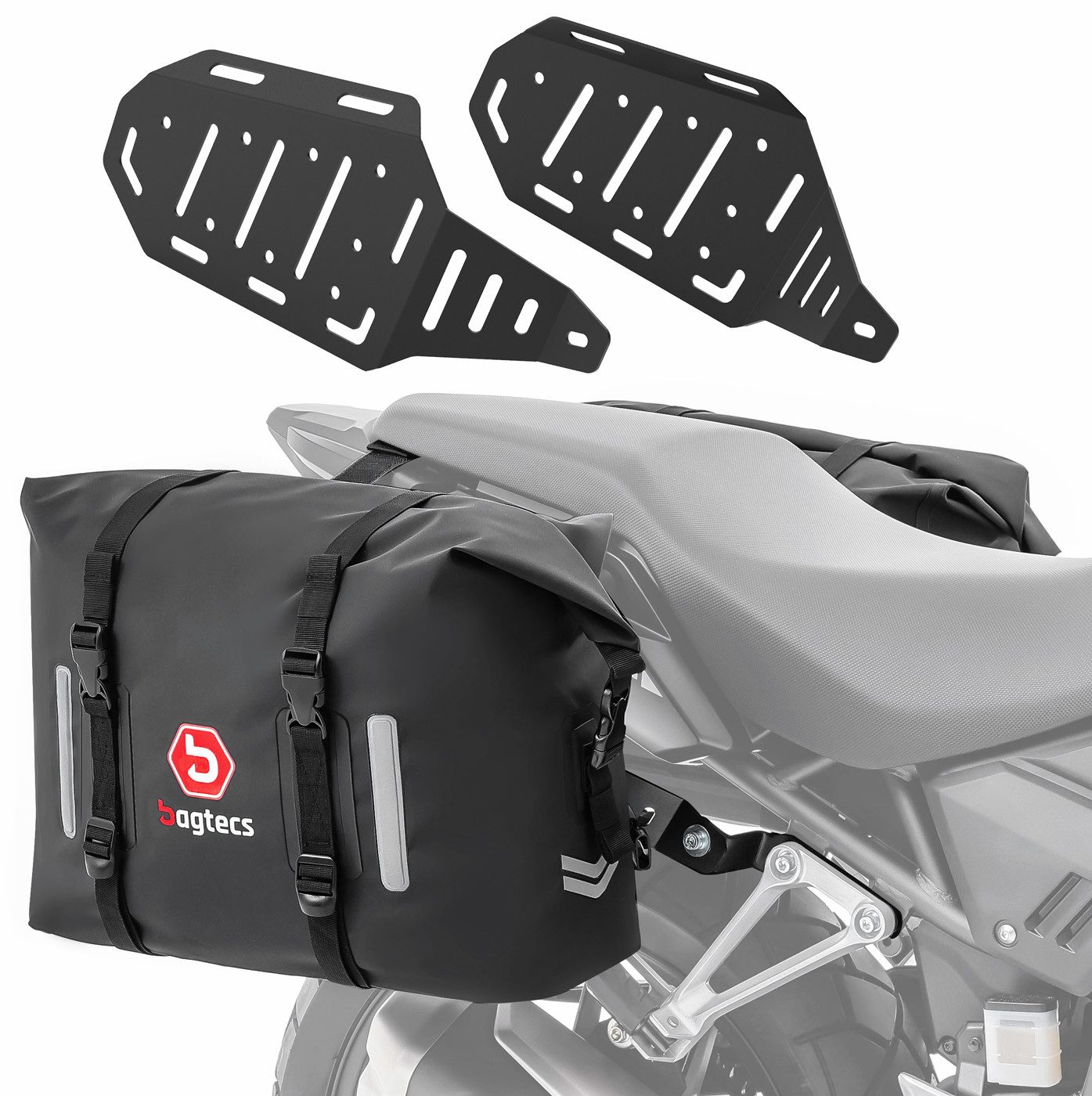 Bagtecs Reisetasche Set Satteltaschen WP8 + Seitenträger passend für Honda NX 500 24-26 #