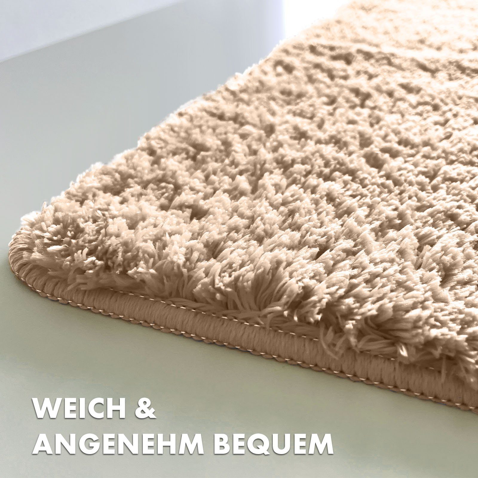 Floordirekt Badematte Sky Extra weich & saugstark, Fußbodenheizung geeignet, Hochflor, Höhe 30 mm, Rutschhemmende Rückseite, Waschmaschinen & Trockner geeignet, Polyester, Rechteckig, ohne Ausfransen dank gekettelten Rändern, Trittschalldämmend