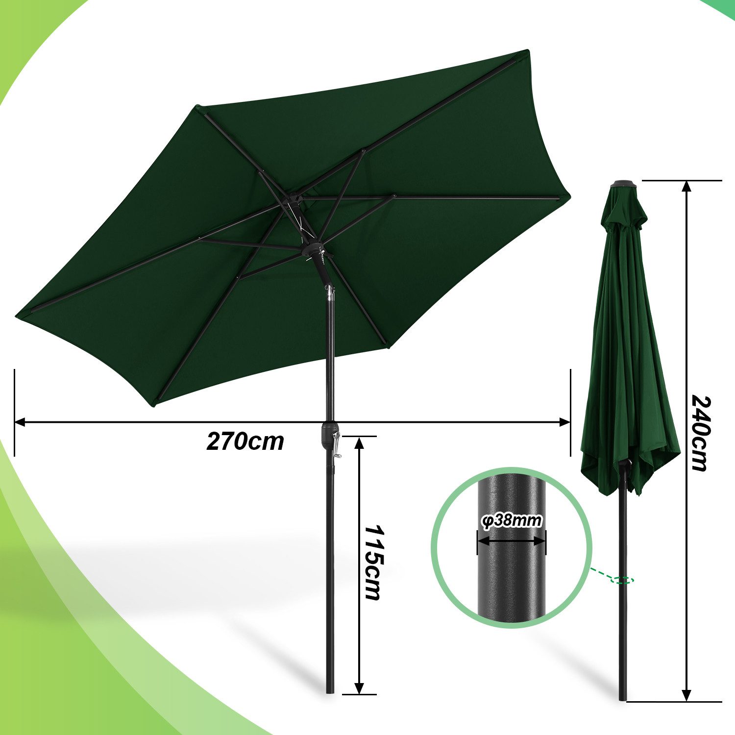 Clanmacy Sonnenschirm 3m/3.5m Sonnenschirm Handkurbel Gartenschirm günstig online kaufen