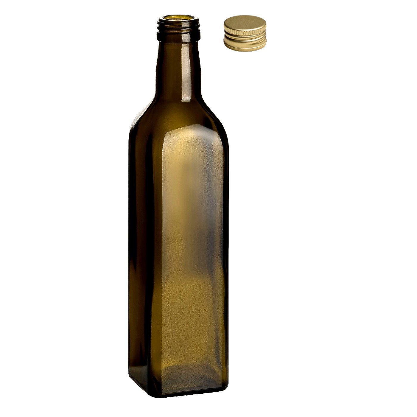 500 -Antik- Flasche, Trinkflasche Glasflaschen gouveo mit ml Maraska goldfarben Grüne Schraub-Deckel - 12er Set,