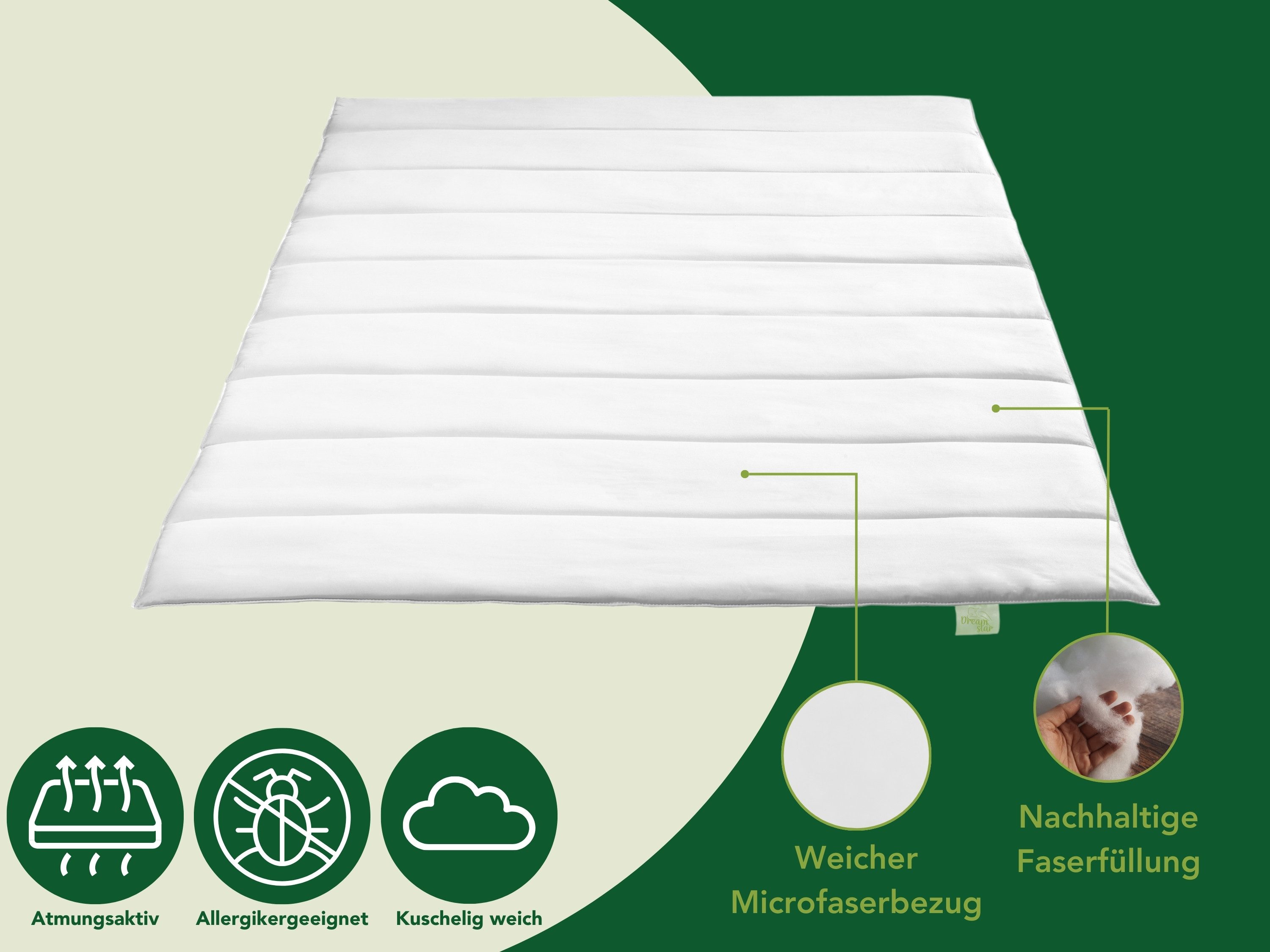Dreamstar Microfaserbettdecke Eco, Bettdecken 2er-Set - 4-Jahreszeiten, Ganzjahres, Winter & Sommer, Füllung: Faserfüllung, Bezug: angenehm weiche Microfaser, allergikerfreundlich, atmungsaktiv, temperaturausgleichend, 135x200 cm