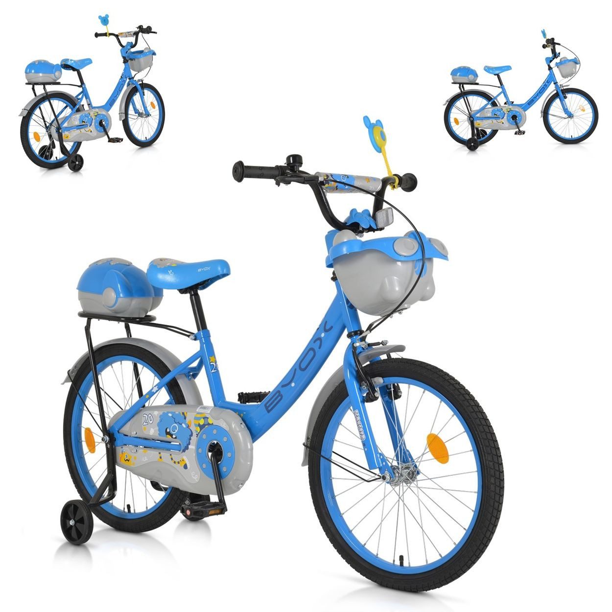 Byox Kinderfahrrad Kinderfahrrad 20 Zoll 2002, 1 Gang 1 Gang, keine, Stützräder, Klingel, Höhe einstellbar, Körbe