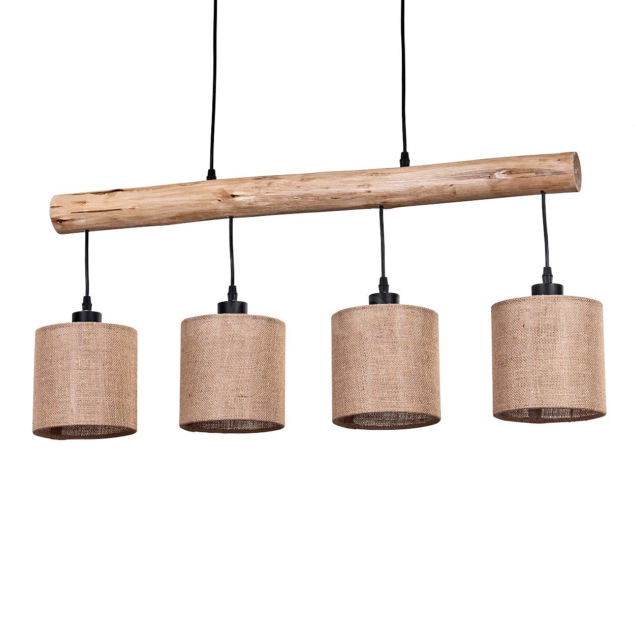 hofstein Pendelleuchte moderne Hängelampe aus Holz/Metall/Leinen günstig online kaufen