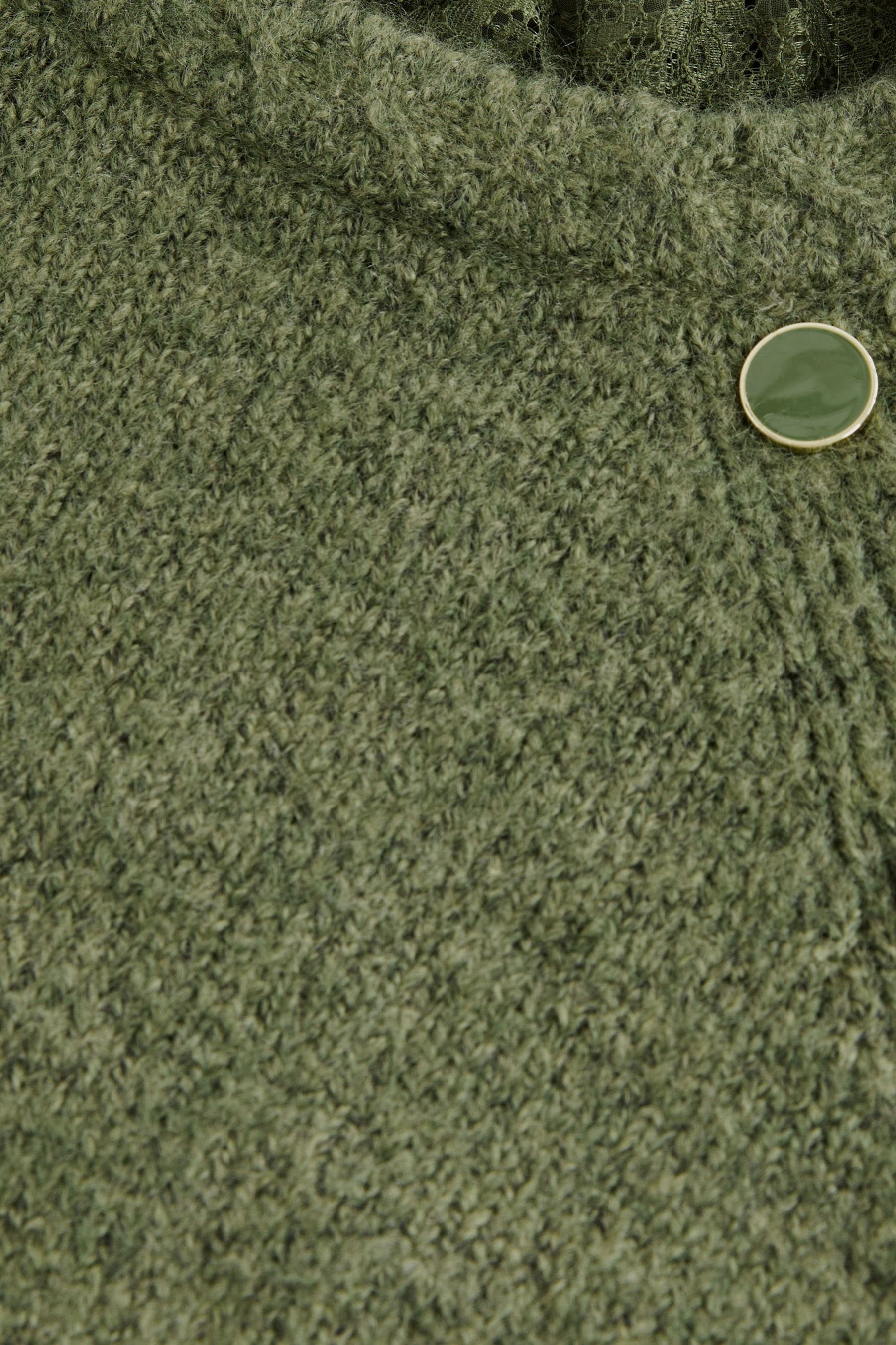 Lagenlook-Pullover mit Khaki Green Stehkragen Knopfleiste Next Stehkragenpullover und (1-tlg)