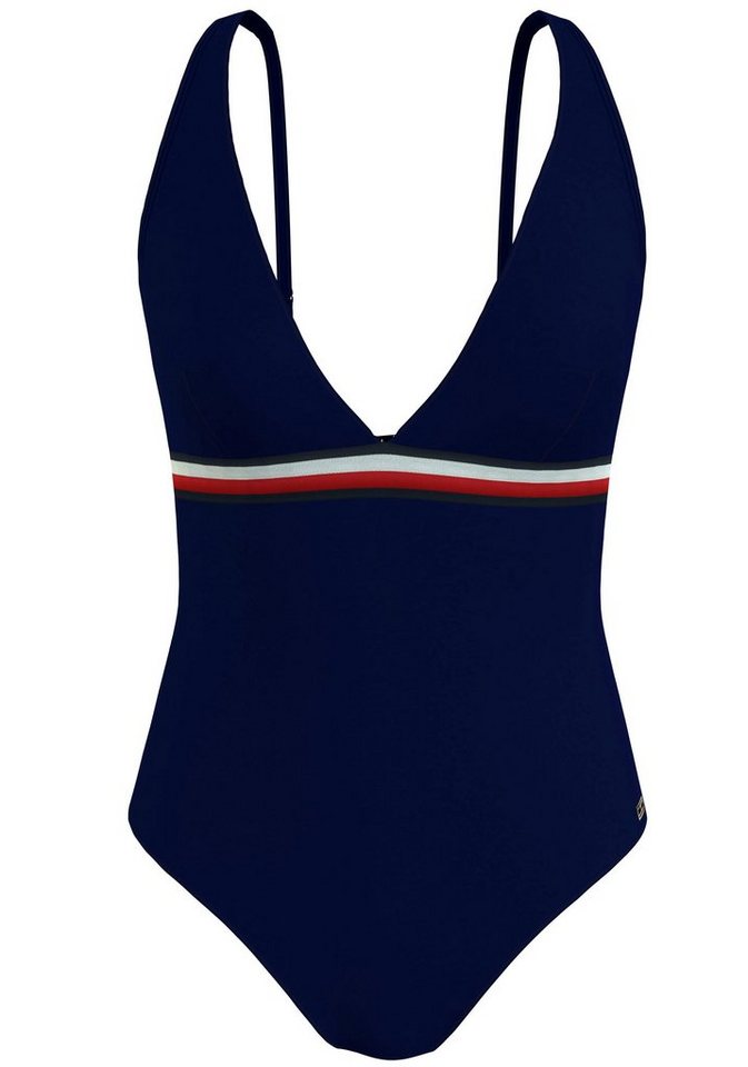 Tommy Hilfiger Swimwear Badeanzug, mit gestreiftem Einsatz › blau  - Onlineshop OTTO