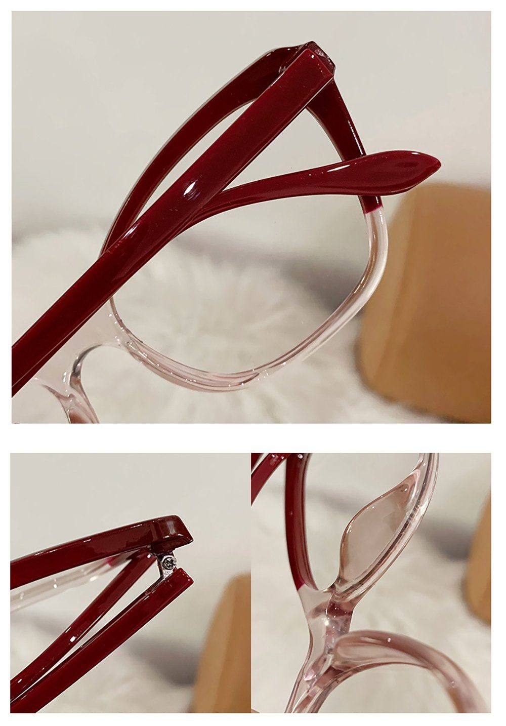 PACIEA Brille Katzenaugenfarbe Gläser ändert flache Anti-Blaulicht schwarz