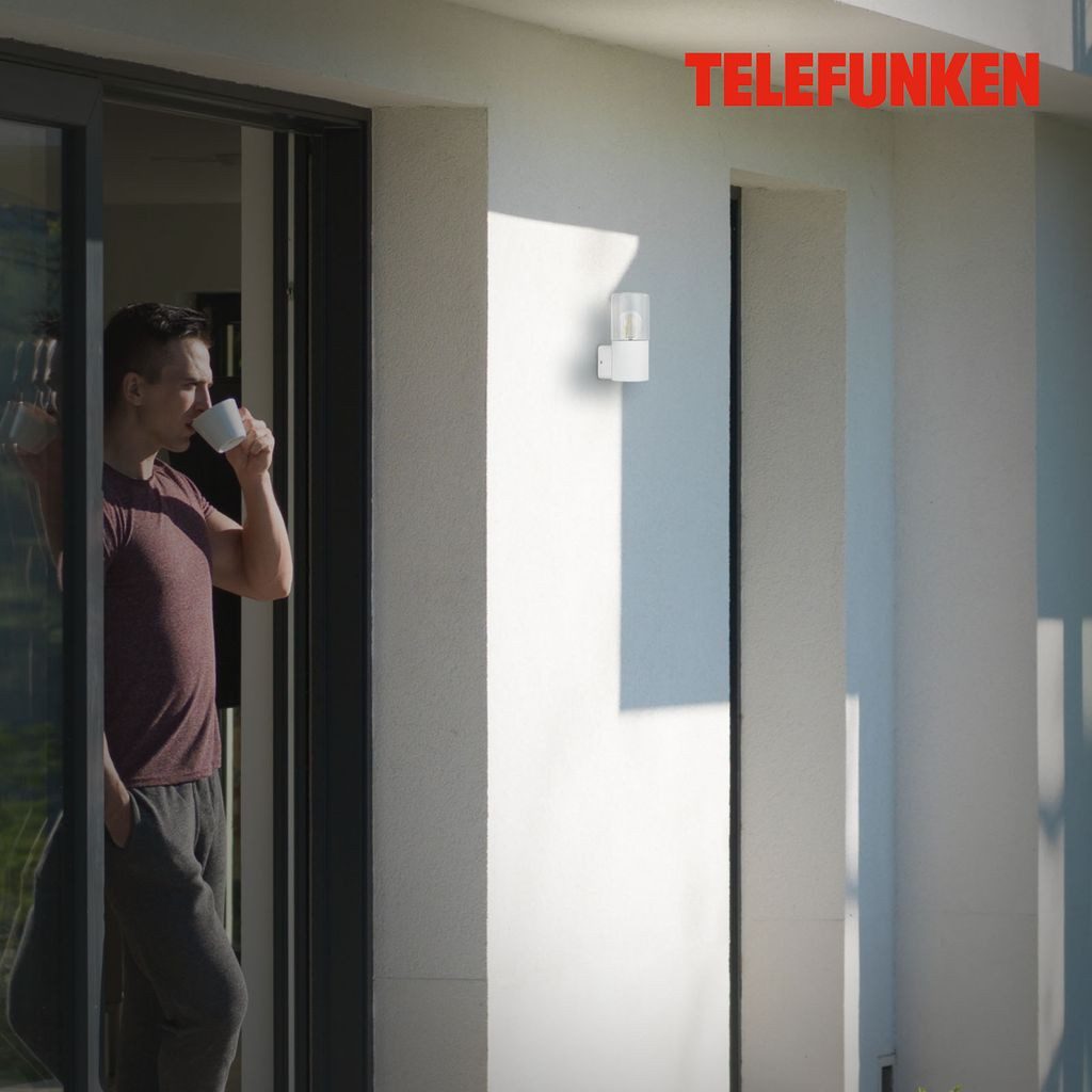 Telefunken Gartenstrahler 320506TF, ohne Leuchtmittel, 2700K - Extra-Warmweiß, Wand Außenleuchte IP44 weiß E27 Fassung