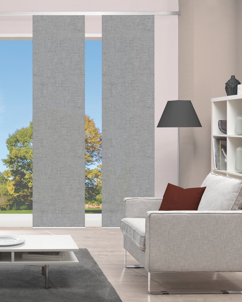 Vision S Schiebegardine 084827 PIVE Schiebegardine, halbtransparent, Bambusoptik, 260x60 cm (2 St), Paneelwagen, transparent, 100% Polyester