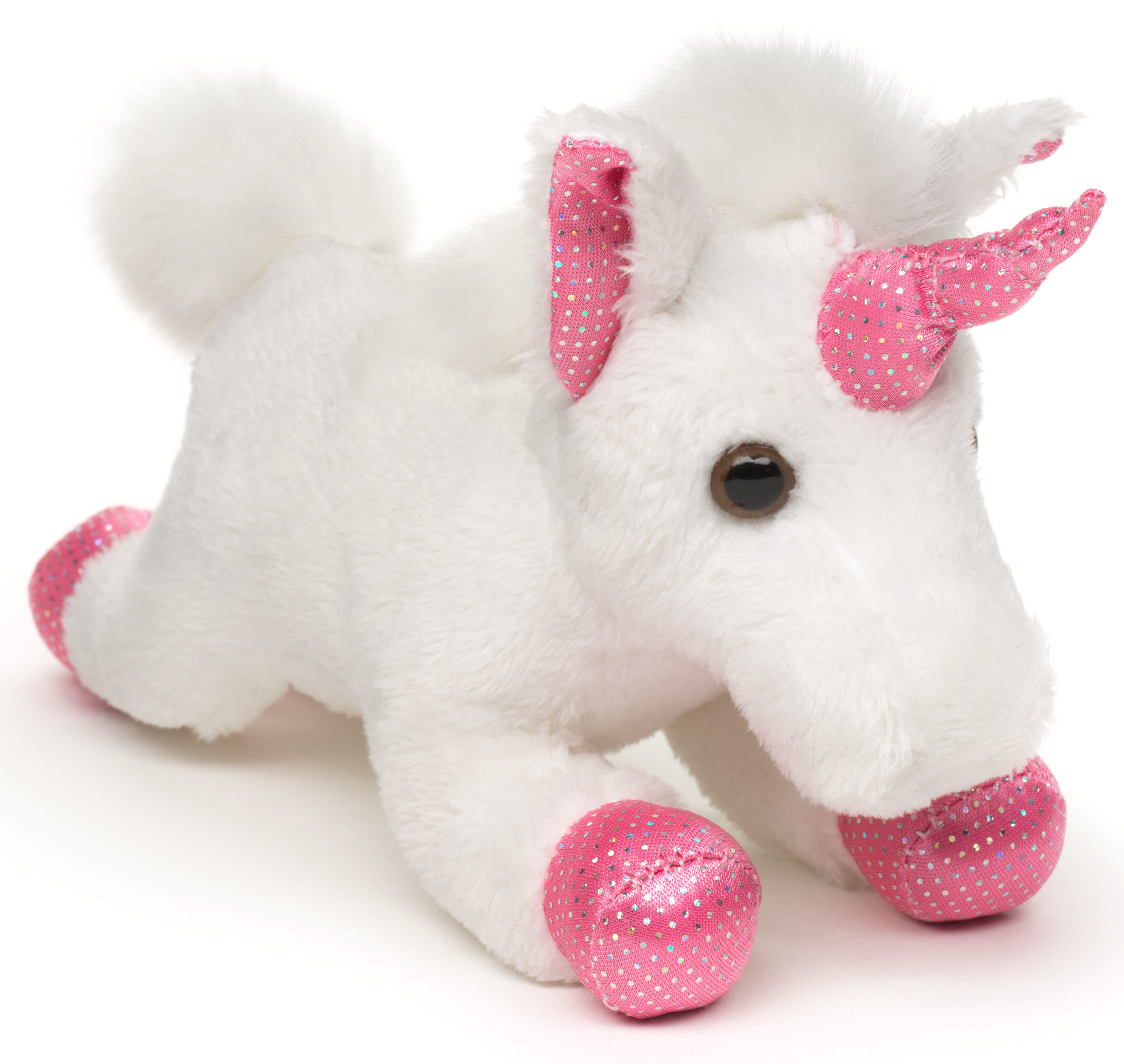Uni-Toys Kuscheltier Einhorn Plushie (weiß) - 18 cm (Länge) - Plüsch-Pferd - Plüschtier, zu 100 % recyceltes Füllmaterial