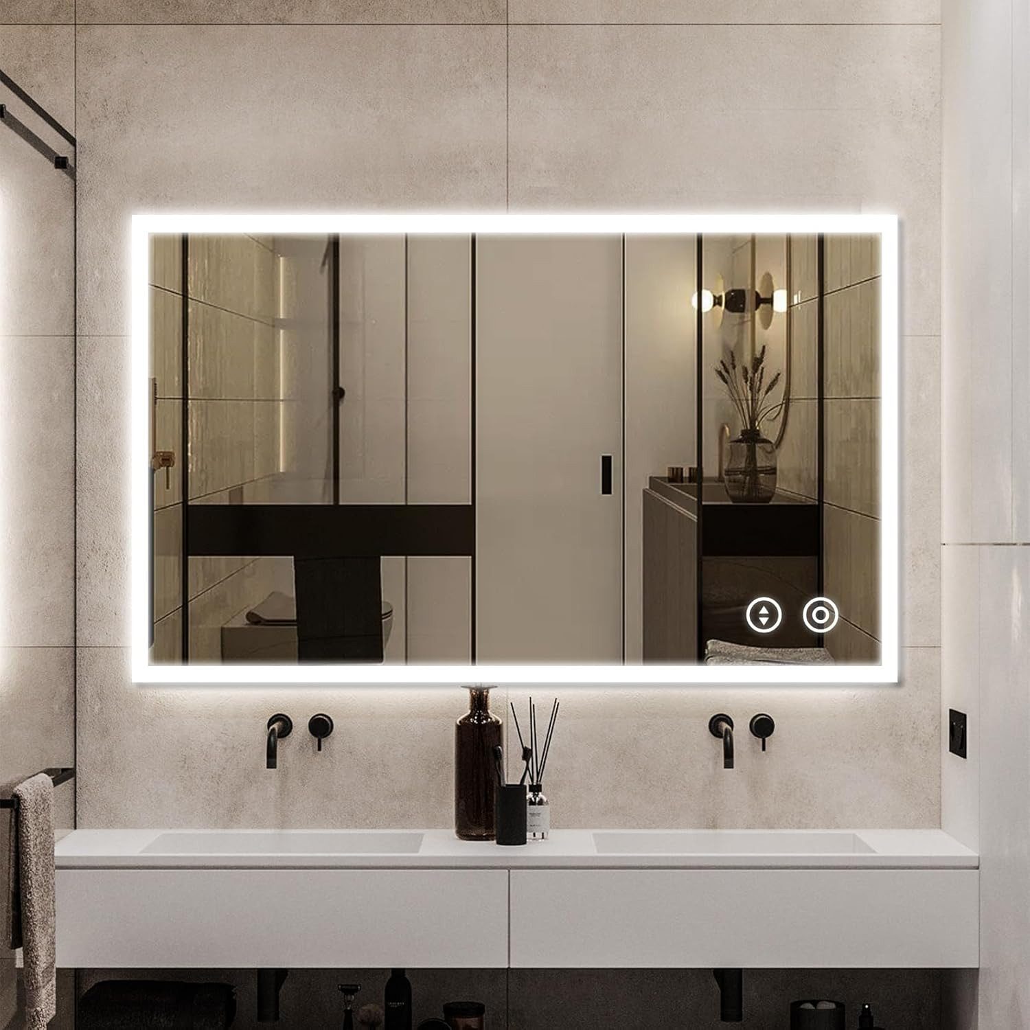 YOLEO Badspiegel LED Beleuchtung Badezimmerspiegel 3 Lichtfarbe Wandspiegel günstig online kaufen