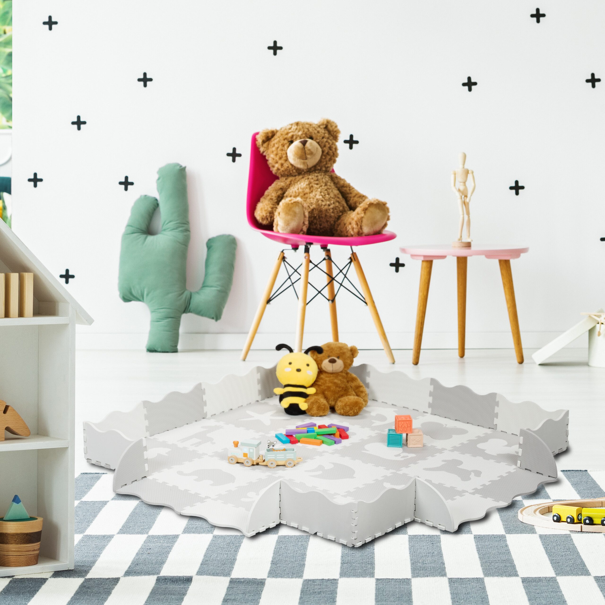 relaxdays Spielmatte Puzzlematte mit Rand Tiermotive, günstig online kaufen