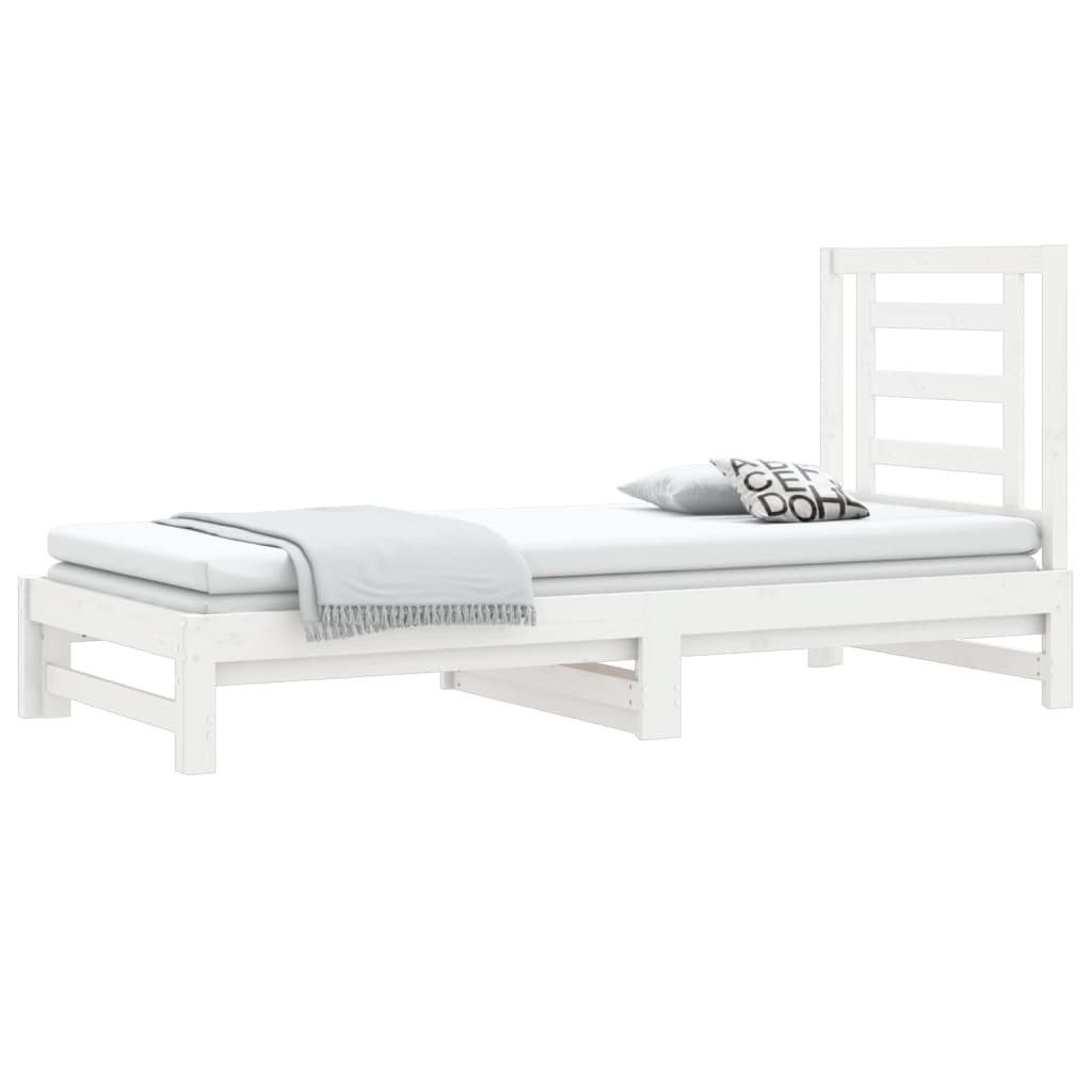 vidaXL Gästebett 90 x 200 cm Gästebett Tagesbett Ausziehbar Weiß 2x90x200 cm Massivholz