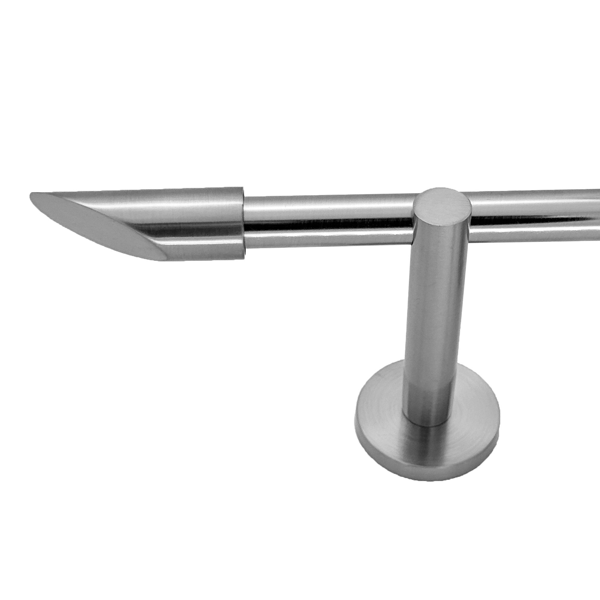 BASIT Gardinenstange Rohr Edelstahl 16 mm mit Wandträgern 600 cm E15, Ø 16 mm, 1-läufig, verschraubt, Edelstahl, H10 600 cm E15 Schräge