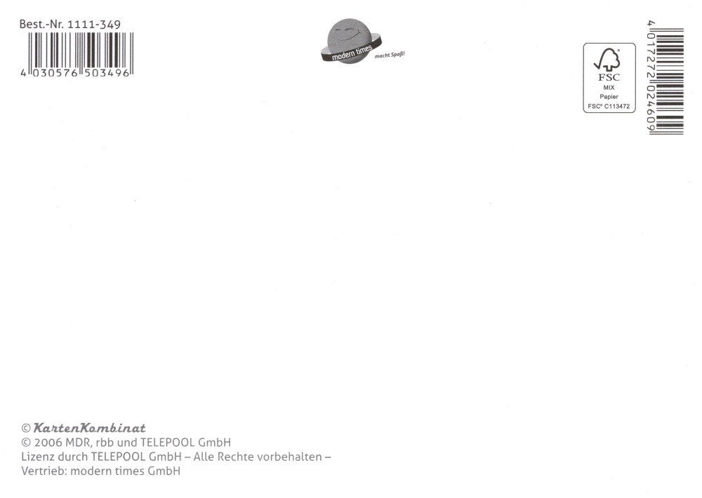 Postkarte "Unser Sandmännchen: Pittiplatsch und Schnatterinchen Blumen" mit