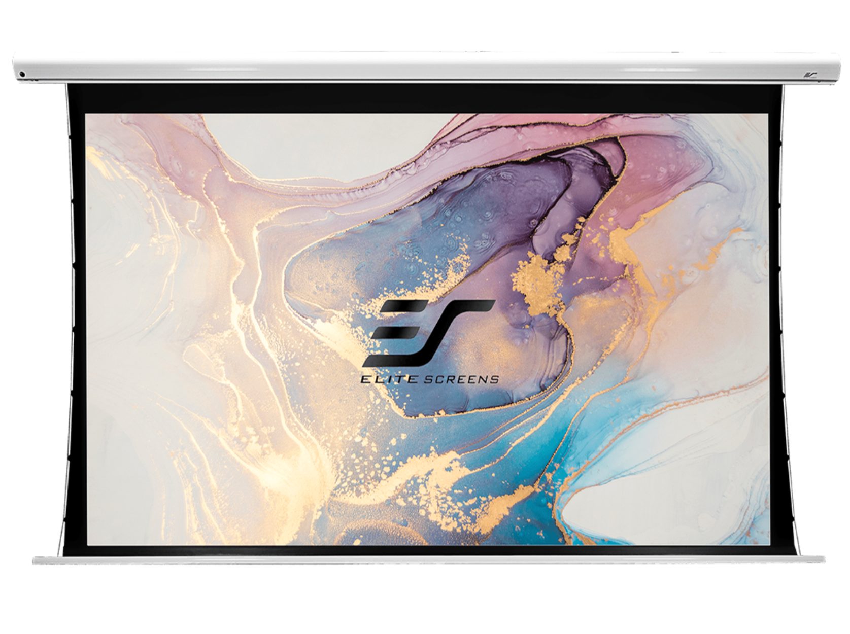 ELITE SCREENS SAKER TAB TENSION - MOTORLEINWAND Motorleinwand (Schwarz / MaxWhite FG / 332 x 187 (16:9)(Vorlauf 15cm)-MaxWhite FG)