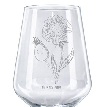 Mr. & Mrs. Panda Rotweinglas Blume Hagebutte - Transparent - Geschenk, Rotweinglas, Geschenk für W, Premium Glas, Unikat durch Gravur