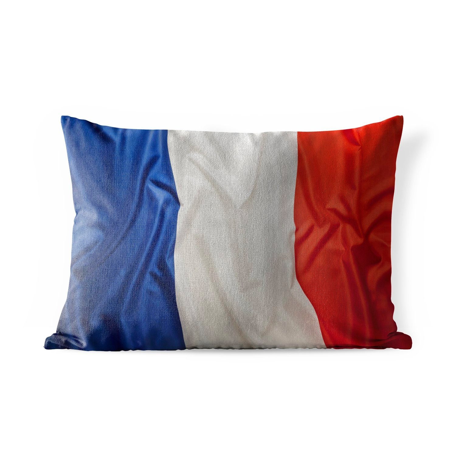 MuchoWow Dekokissen Nahaufnahme der Flagge von Frankreich, Outdoor-Dekorationskissen, Polyester, Dekokissenbezug, Kissenhülle