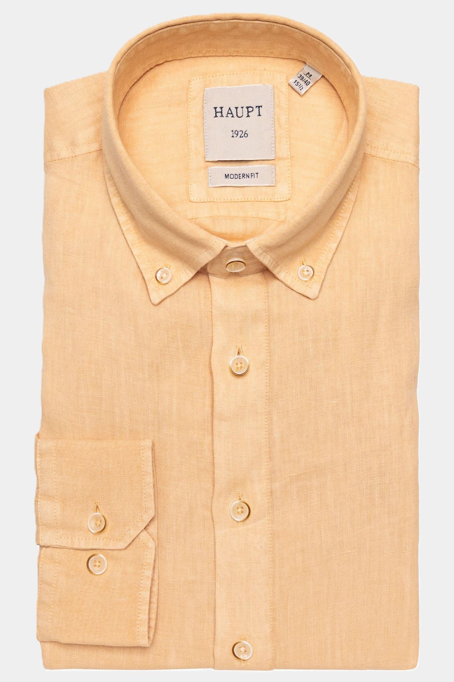 Haupt Langarmhemd Haupt Leichtes Langarm Leinenhemd im Modern-Fit - OCHRE