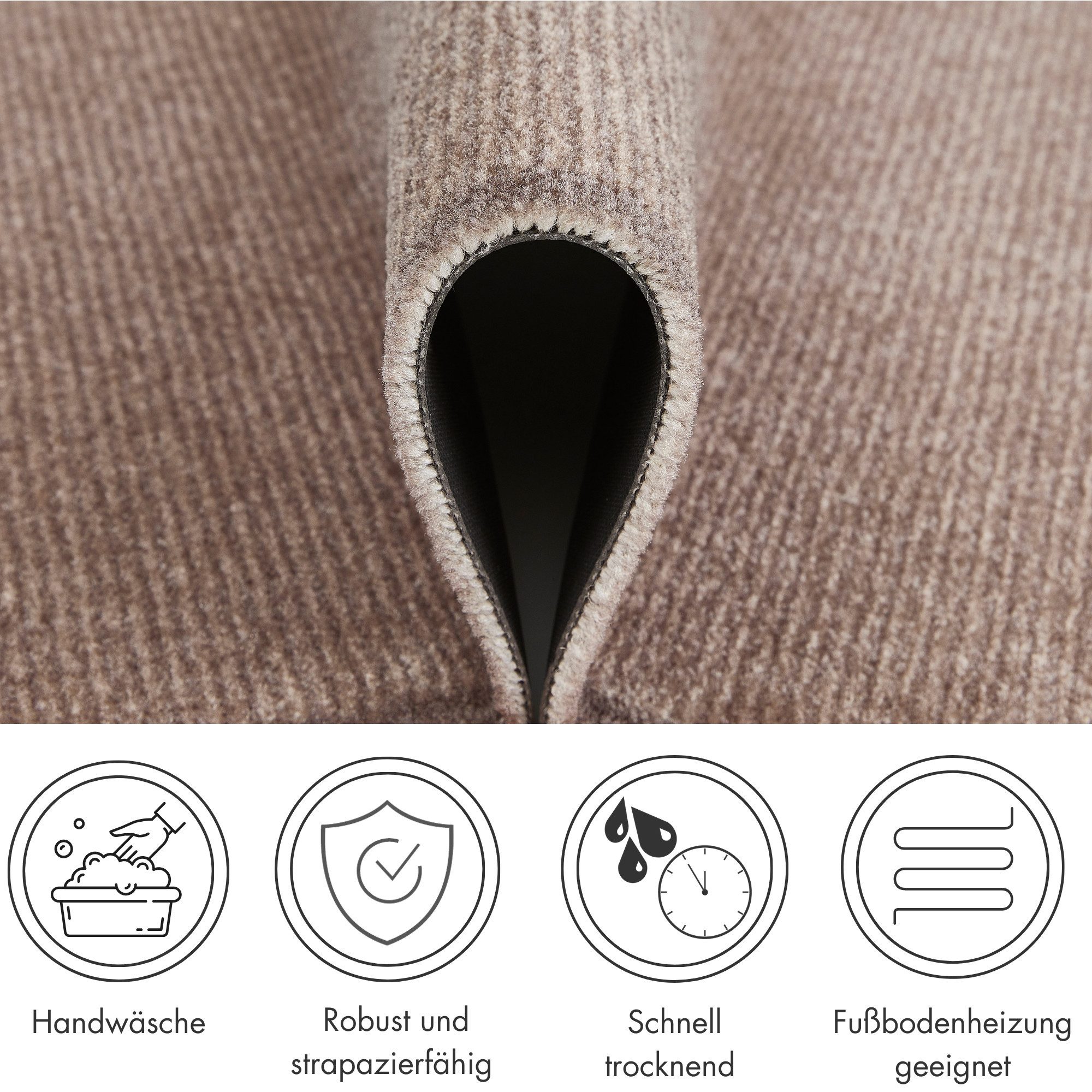Barbara Becker Fußmatte Gentle Schmutzfangmatte & Läufer, Made in Belgium, rechteckig, Höhe: 7 mm, Schmutzfangteppich, Schmutzmatte, dezentes Streifen Design, waschbar