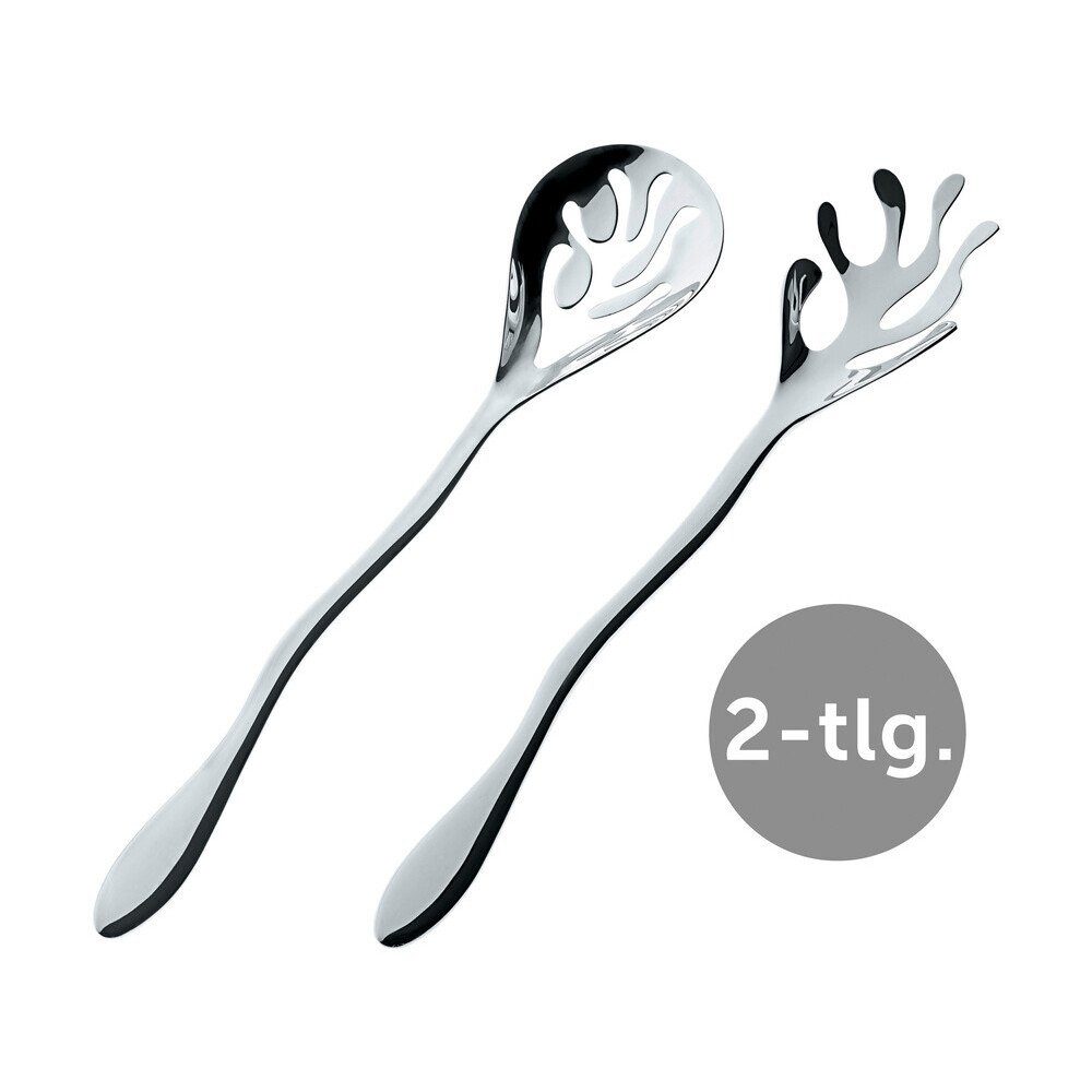 Alessi Besteck-Set Salatbesteck 2-tlg. Mediterraneo Edelstahl poliert (2-tlg), Edelstahl 18/10, Edelstahl, spülmaschinenfest, 18/10 Edelstahl