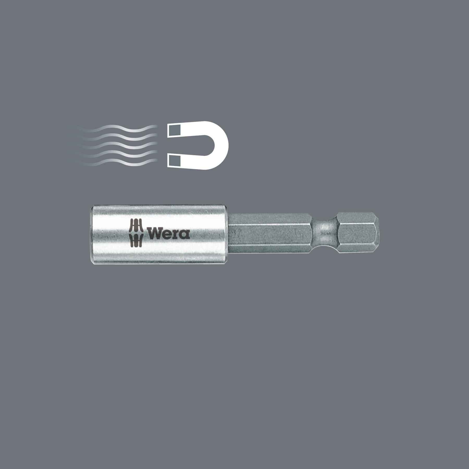 Wera Bithalter Universalhalter – 1/4" x 200 mm – Edelstahlhülse, Dauermagnet, (1-tlg), für Bits nach DIN ISO 1173, Starker Sprengring
