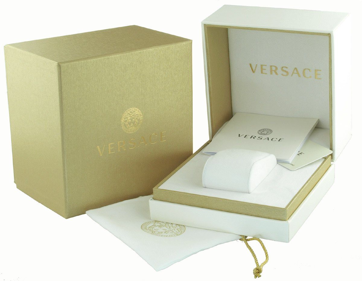 Versace Schweizer Uhr Damen Uhr Medusa Frame VEVF00820 Set 2-tlg. Lederband - Seidentuch, Keine Krone, Einstellung der Uhr über Stift.