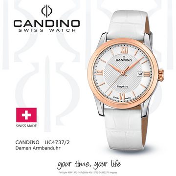Candino Quarzuhr Candino Damenuhr Classic, Damen Armbanduhr rund, Edelstahlarmband weiß