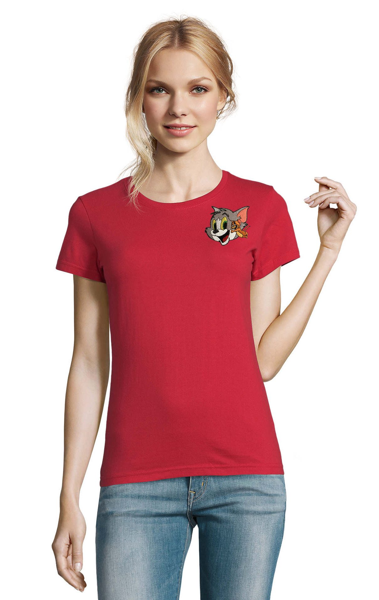 Blondie & Brownie T-Shirt Tom und Jerry Retro Katz Maus Comic Vintage Damen Freizeitshirt Design (Einzelstück, Einzelartikel) RetroPatch KatzMaus UrbanStyle