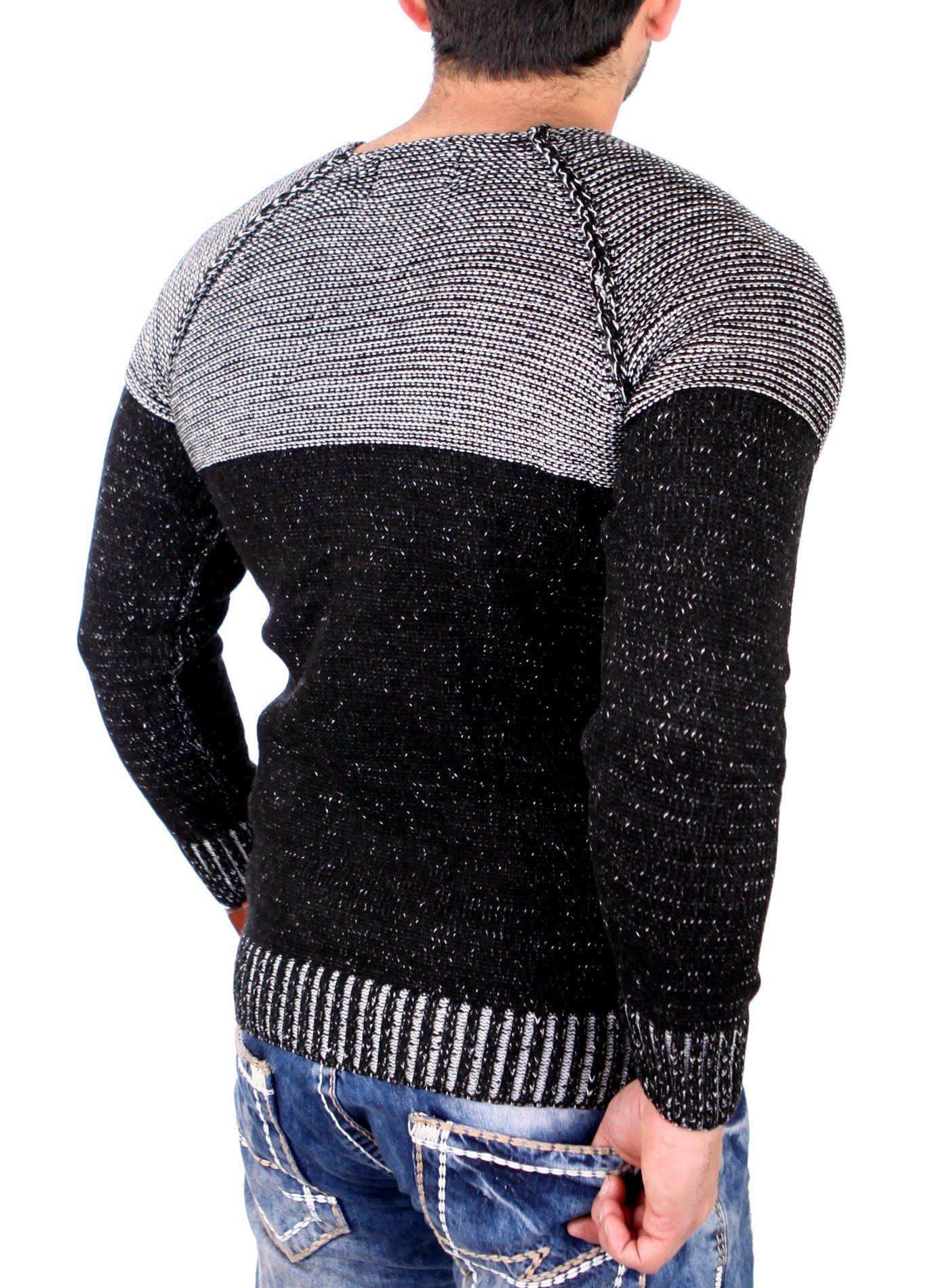Reslad Strickpullover Reslad Strickpullover Herren Two Tone Rundhals Pullov günstig online kaufen