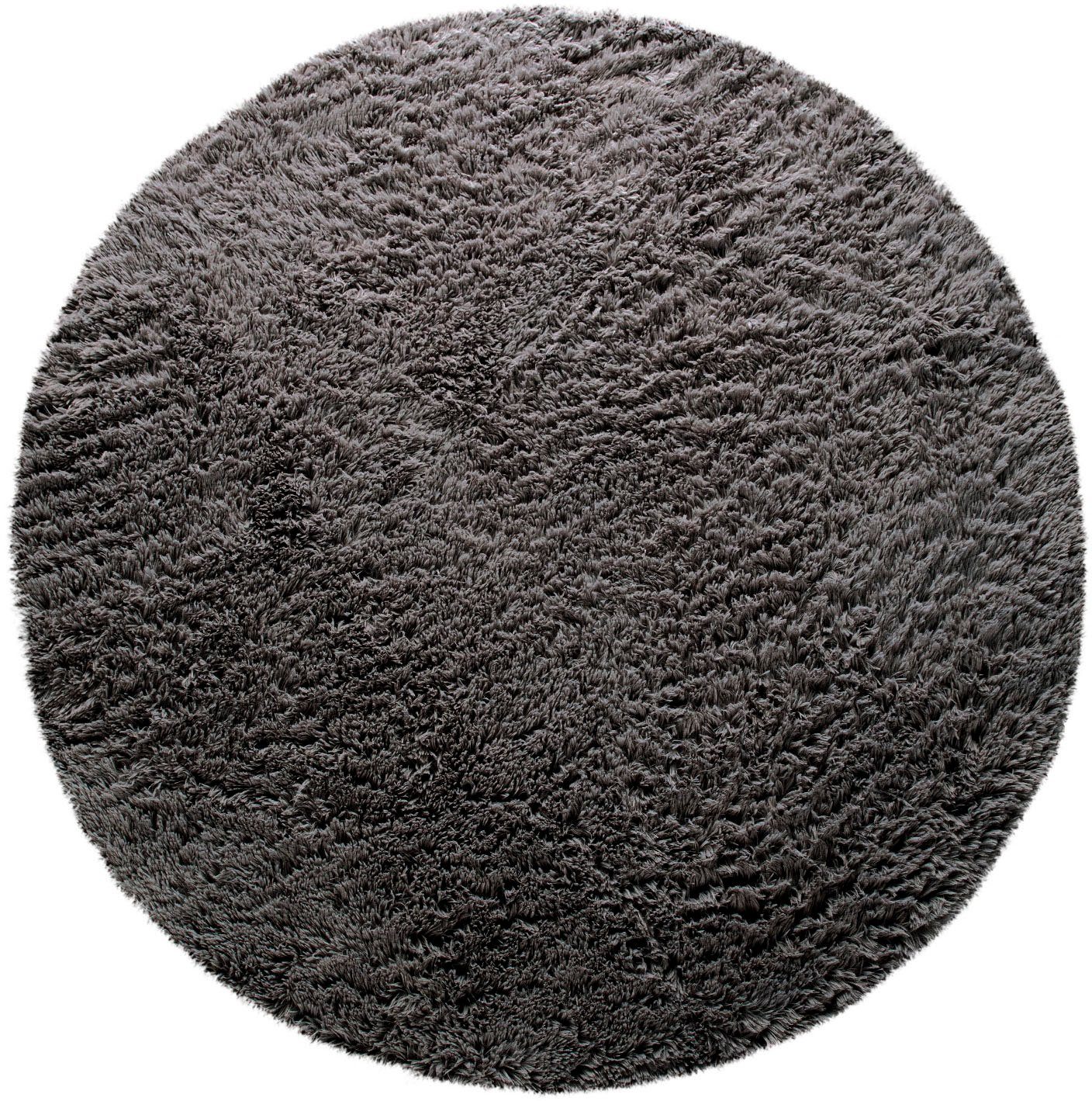 Paco Home Hochflor-Teppich Silky 591, rund, Höhe: 37 mm, Uni Farben, besonders weich und kuschelig
