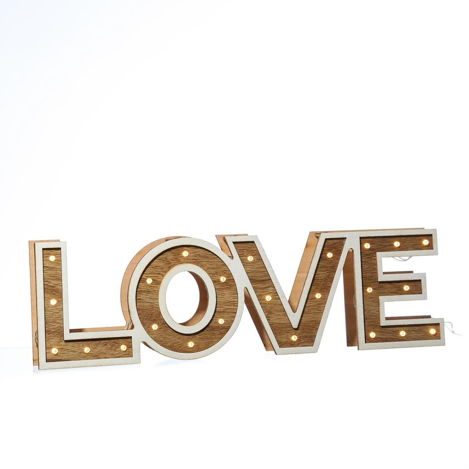 MARELIDA LED Dekolicht LED Deko Schriftzug Love Schild Dekoaufsteller 24LED Leuchtbuchstaben, LED Classic, warmweiß (2100K bis 3000K)
