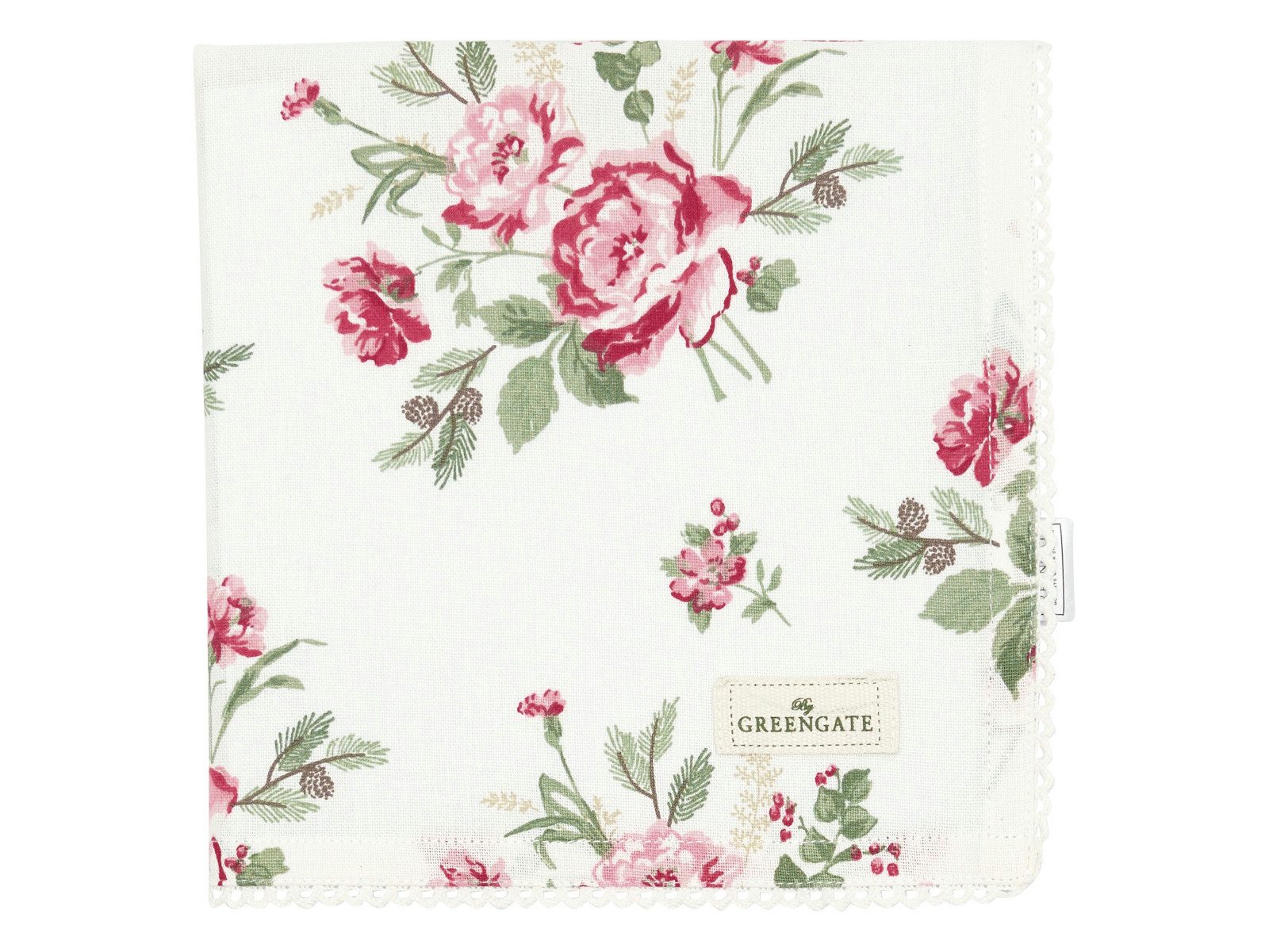Greengate Stoffserviette Leonora Serviette mit Spitze white 40x40cm