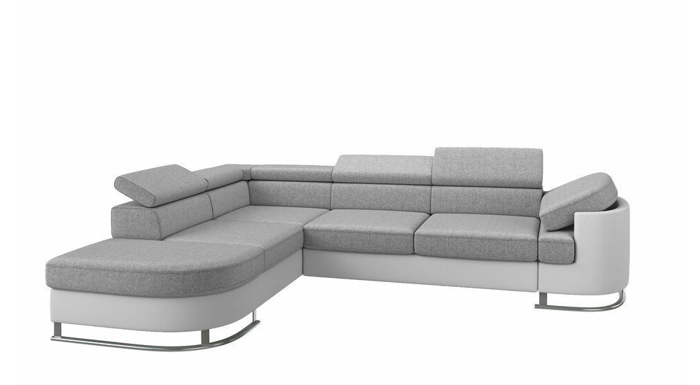 Stylefy Ecksofa Raum Eckcouch, mane L-Form, Metall, links Ice, Kopfteil- Armlehnenverstellung mit rechts und frei bestellbar, inklusive und im stellbar, oder Bettkasten, Bettfunktion