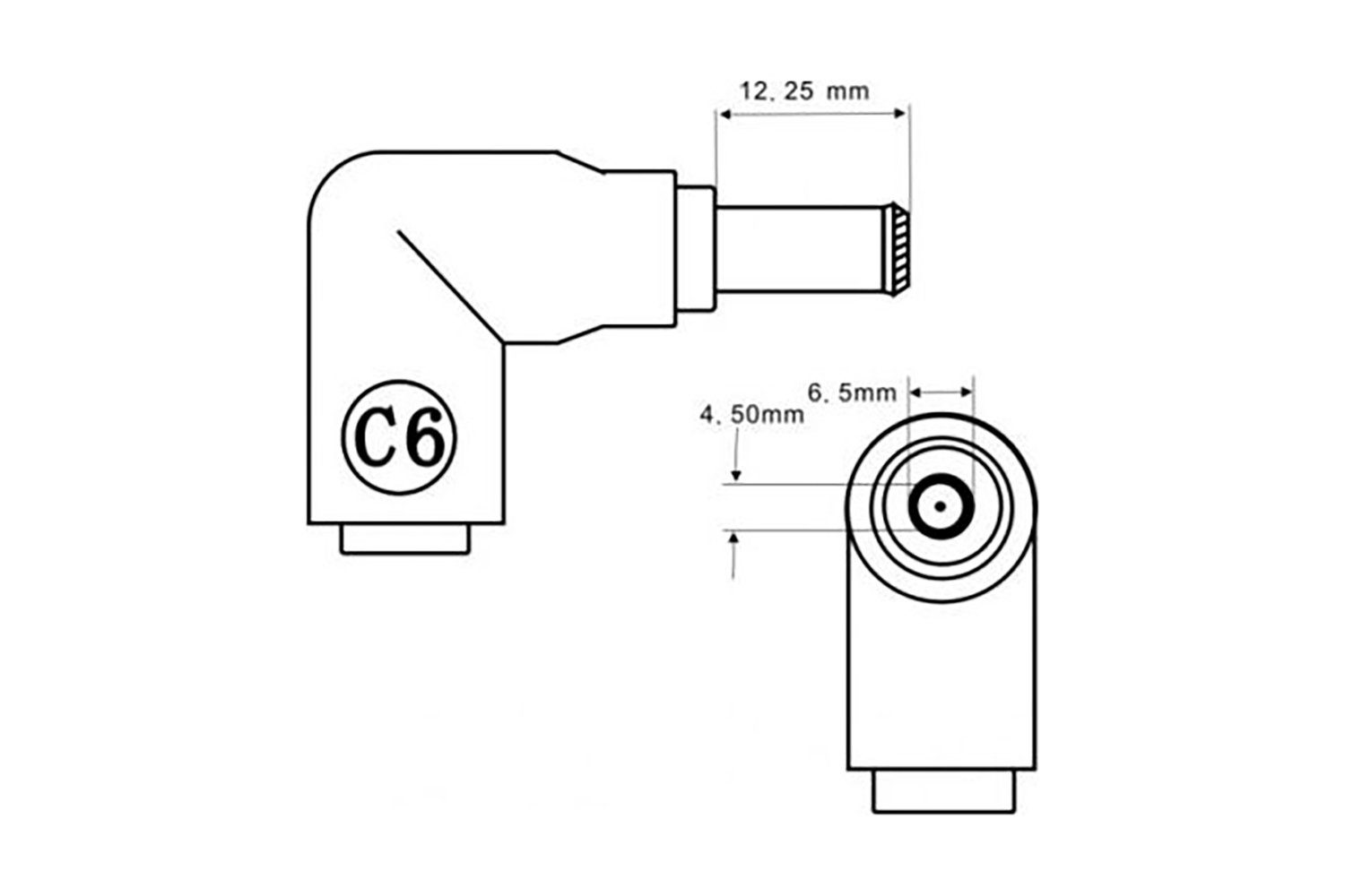 HEAD6N C6 2,5 Buchse 6,5 x 5,5 mit x 4,5 PowerSmart Mittelstift auf Stecker Batterie-Verbindungskabel, – mm mm DC-Stromanschlussspitze
