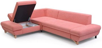 MOEBLO Ecksofa MERIDA 2, Sofa Eckcouch mit Bettfunktion Couch Plüsch Wohnlandschaft L-Form Polsterecke, mit Schlaffunktion und Bettkasten, - (BxHxT): 272x82/100x199 cm