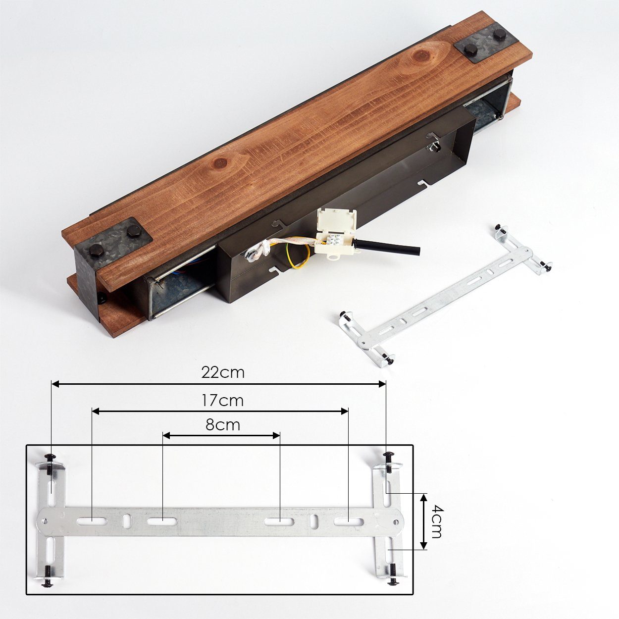 mit »Tremezzina« Design ohne hofstein Retro-Leuchte Deckenleuchte 4xE27 Grau/Braun, Holzbalken, aus Deckenlampe in offenen Leuchtmittel, im Metall/Holz