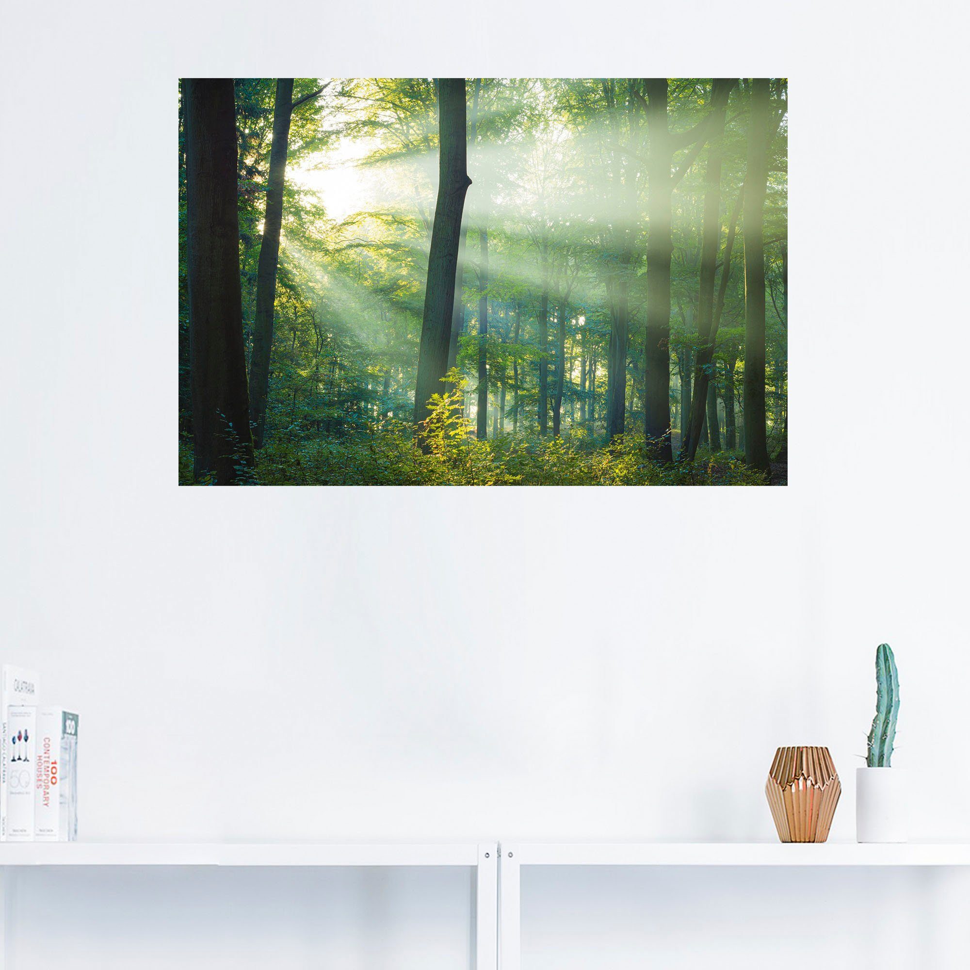 Größen versch. St), Licht Leinwandbild, oder Wandaufkleber Waldbilder Artland Wald, Alubild, (1 Poster in Wandbild im als