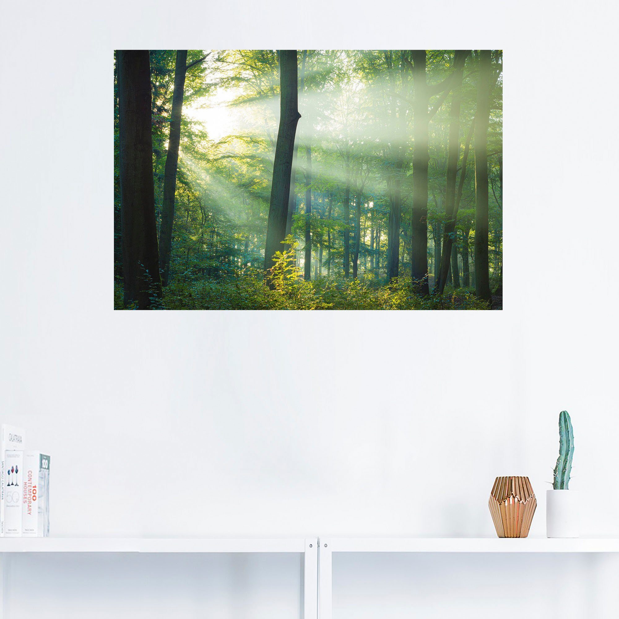 Leinwandbild, Größen in oder Wandaufkleber im Wald, Poster St), als (1 versch. Waldbilder Artland Alubild, Wandbild Licht