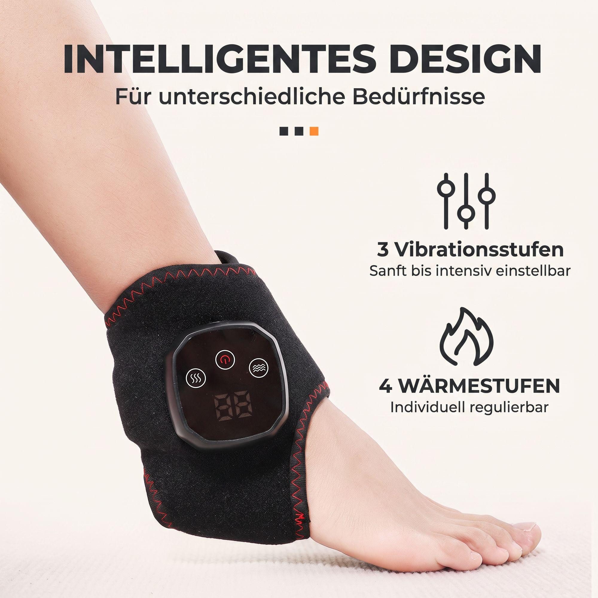 BBG Fußmassagegerät Elektrisches Fußknöchel-Massagegerät 1 Stück, LCD-Display, beheizbares Massagegerät mit 3 Vibrationsstufen und 4 Temperaturstufen 1-tlg., ve – Bild 5 von 5