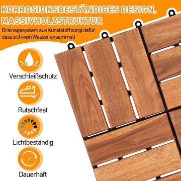 Bettizia Holzfliesen Holzoptik Akazienholz Terrassenfliesen Klickfliesen 1-5m² 30x30cm, Platten Holz Bodenfliese