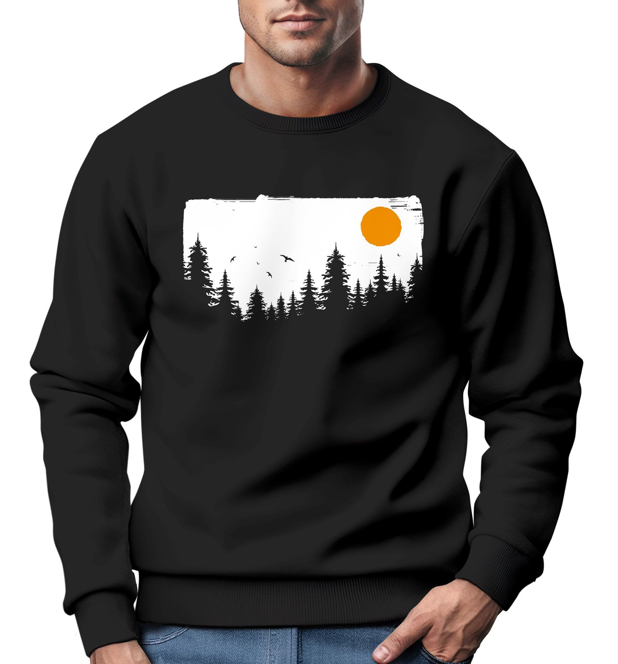 Sweatshirt Sweatshirt Herren Wald Bäume Outdoor Adventure Abenteuer Natur