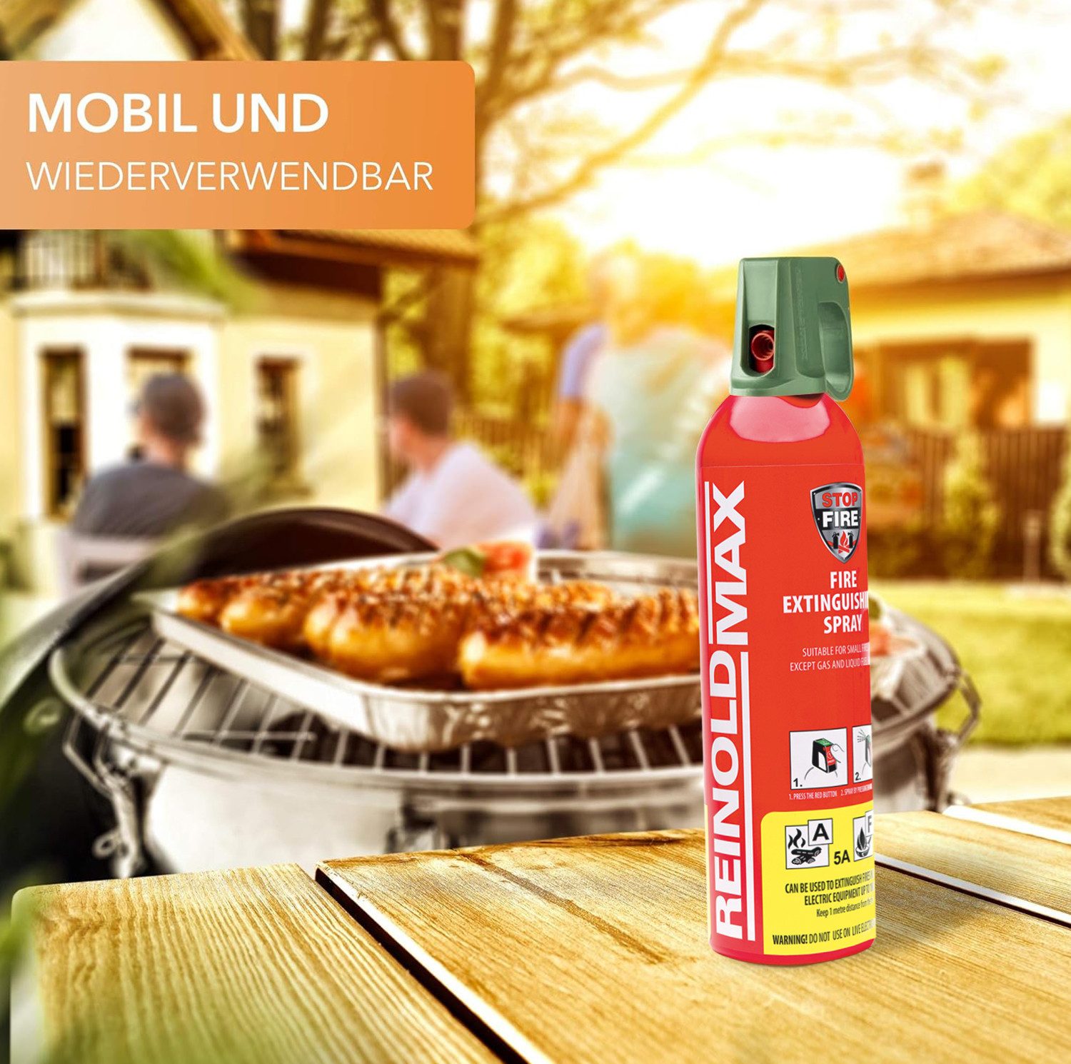 Xenotec Feuerlöschspray XENOTEC Premium Feuerlöschspray– REINOLDMAX– inkl. Wandhalterung, Dauerdruck, Löschschaum AFFF 1 %, (1-St) Auto, Wohnung, Wohnmobil, Gar – Bild 5 von 5