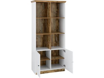 loft24 Bücherregal Casper, Bücherregal mit 2 Türen, 6 Fächer, FSC®-zertifiziert, Breite 80 cm