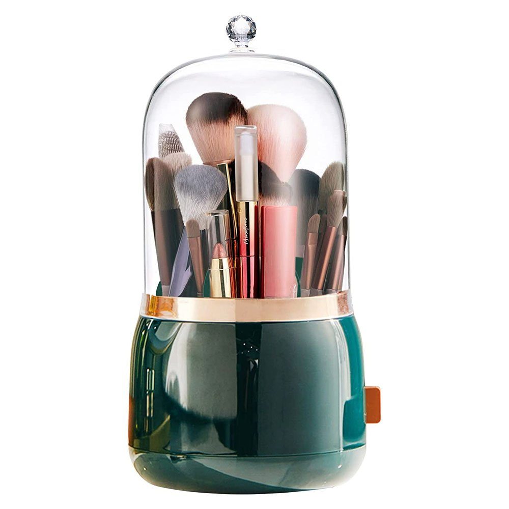 TUABUR Schmuckkasten Make-up-Pinselhalter mit transparentem Deckel Dunkelgrün